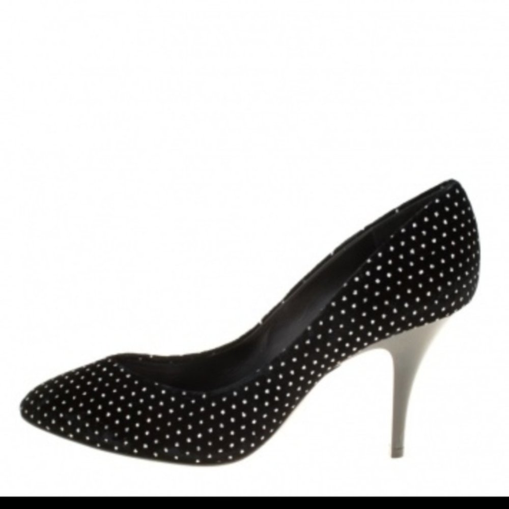 Rare glitter embossed star like dots velvet pumps - Picture 3 of 8